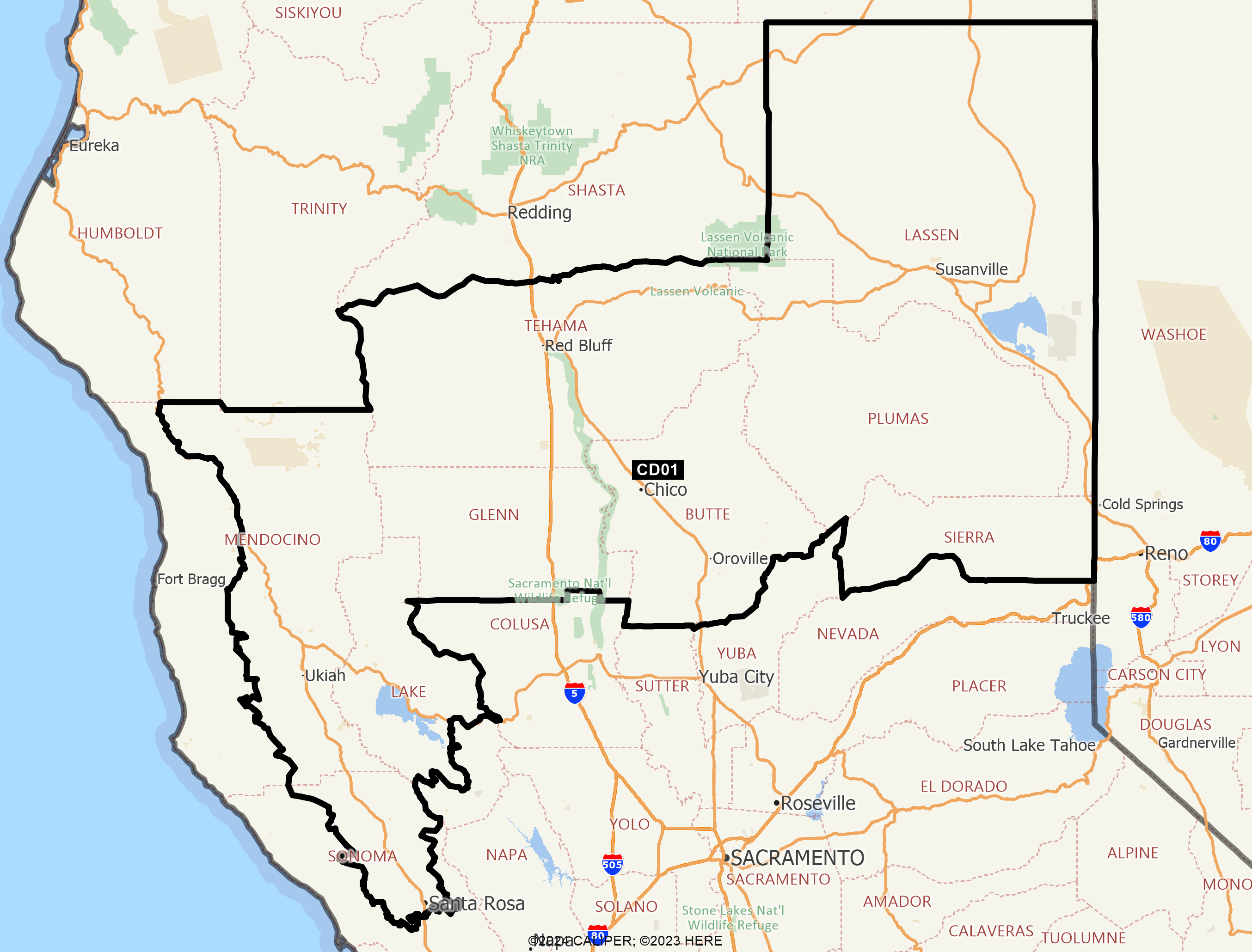 Map of California 2025 Congressional District 01 