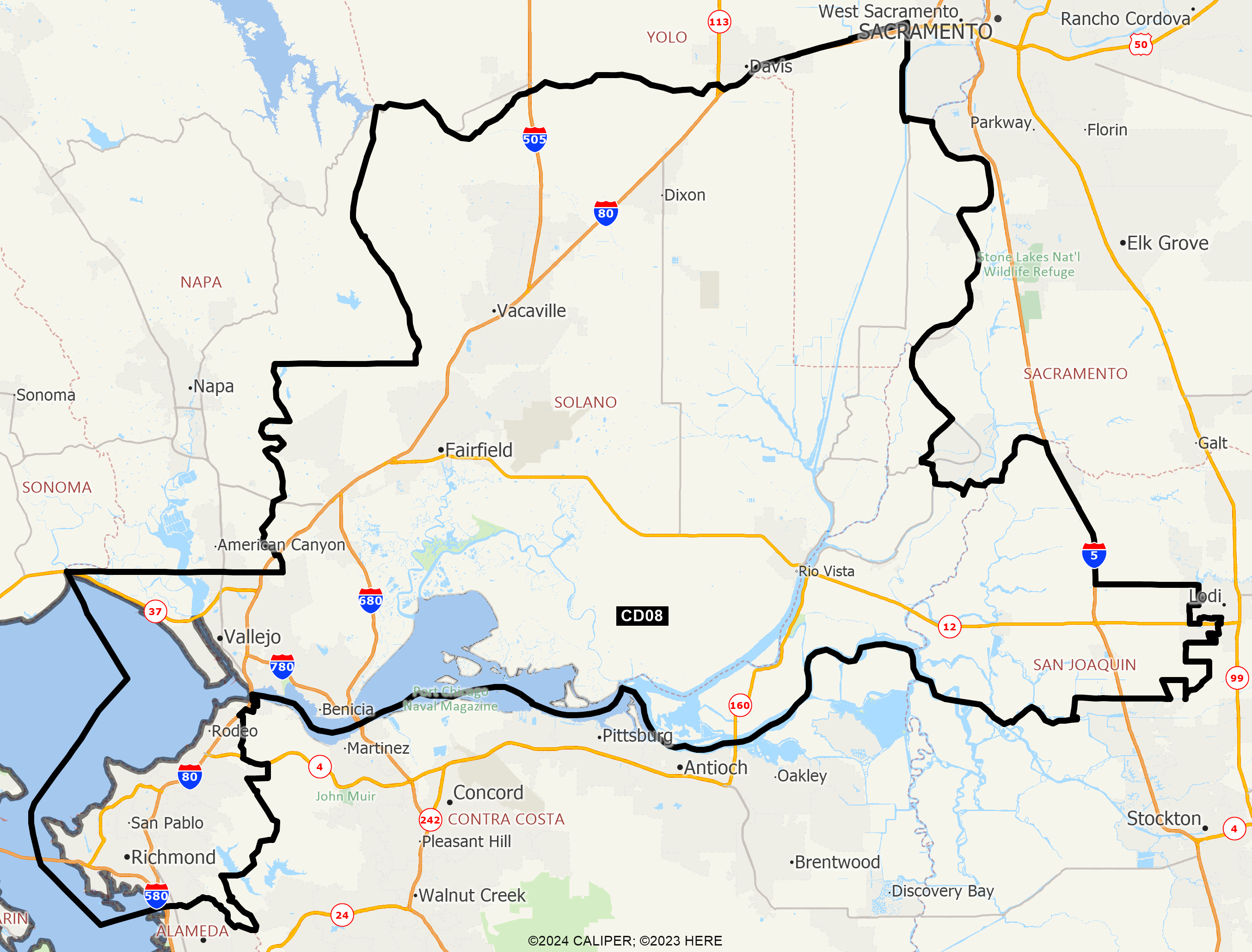 Map of California 2025 Congressional District 08