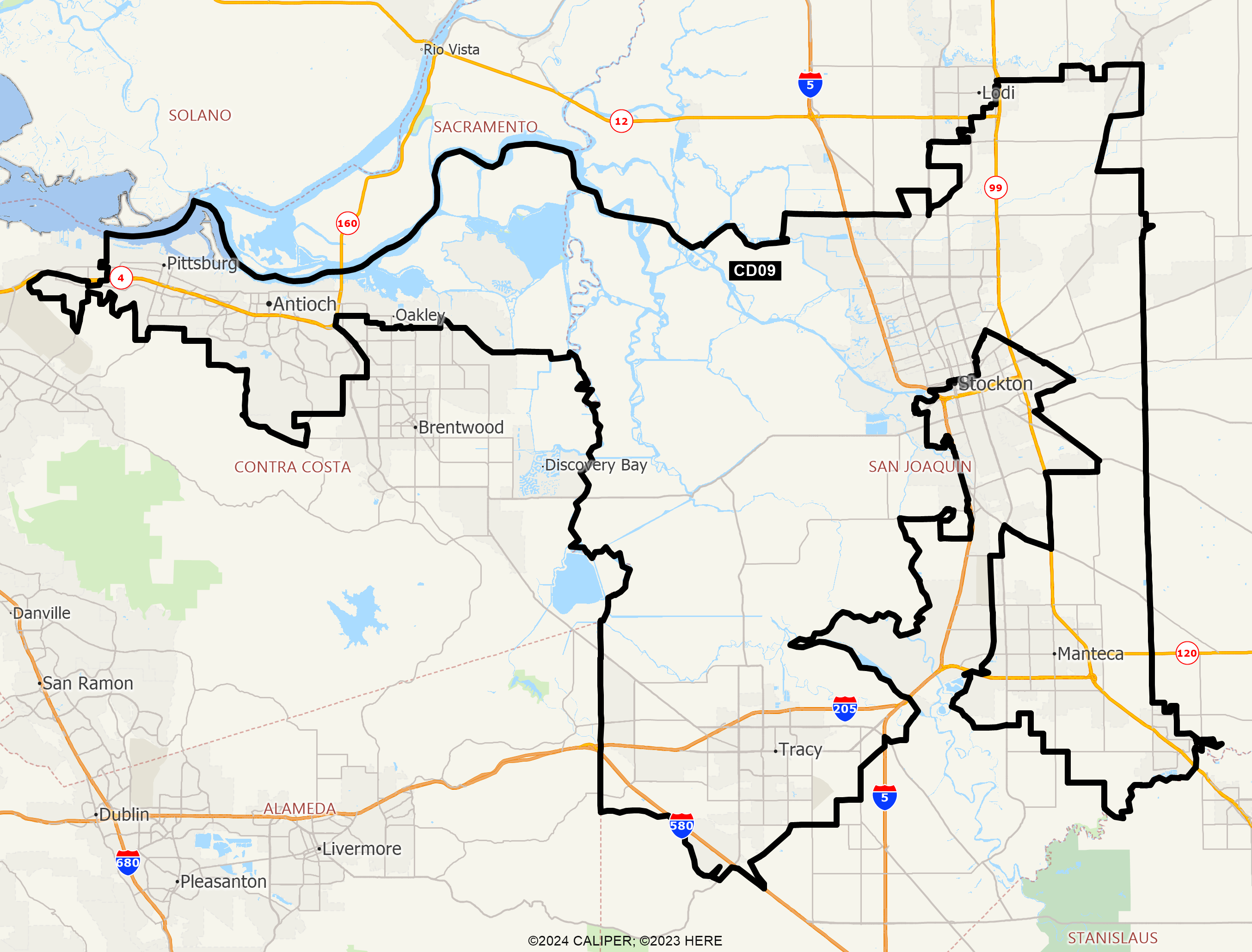 Map of California 2025 Congressional District 09