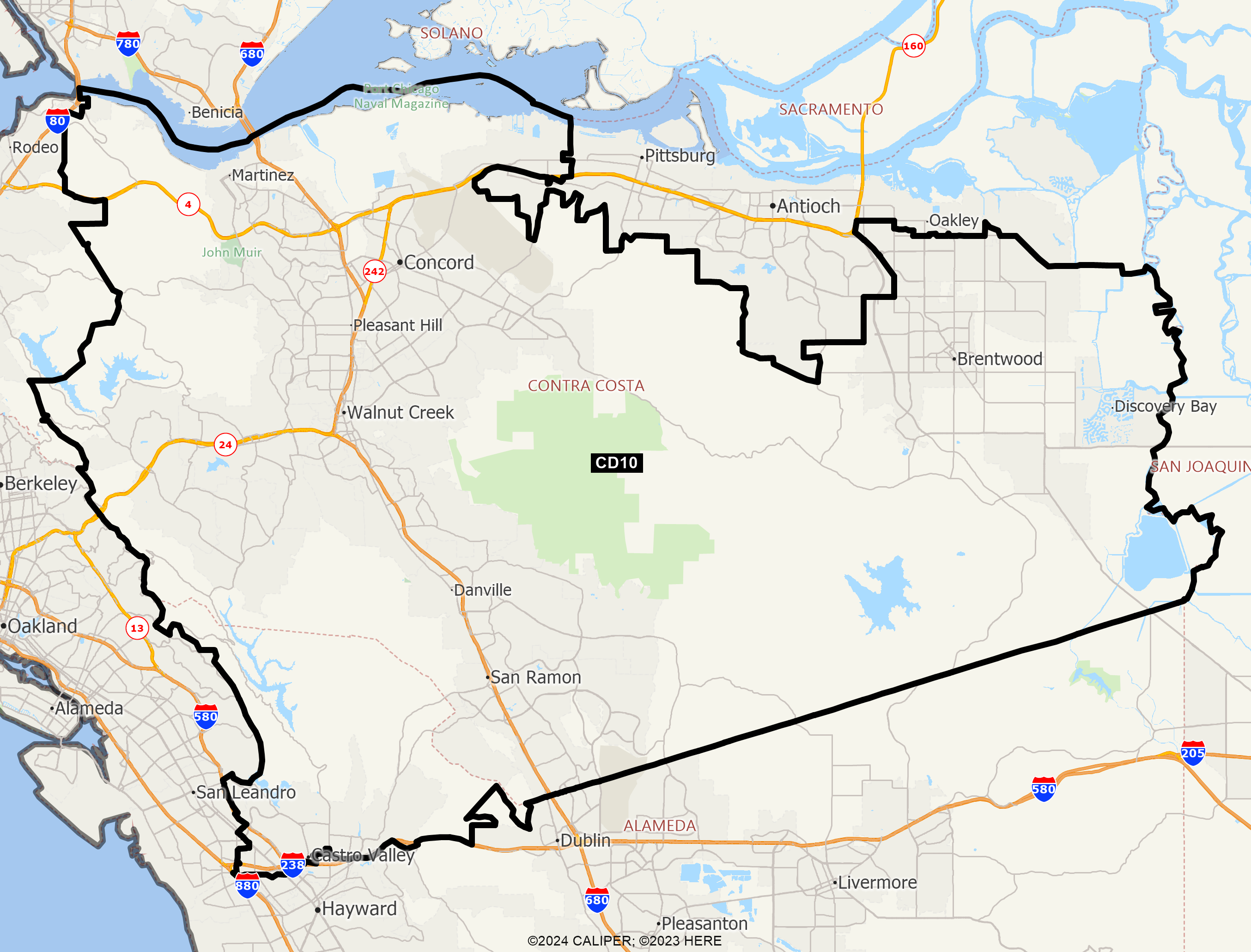 Map of California 2025 Congressional District 10