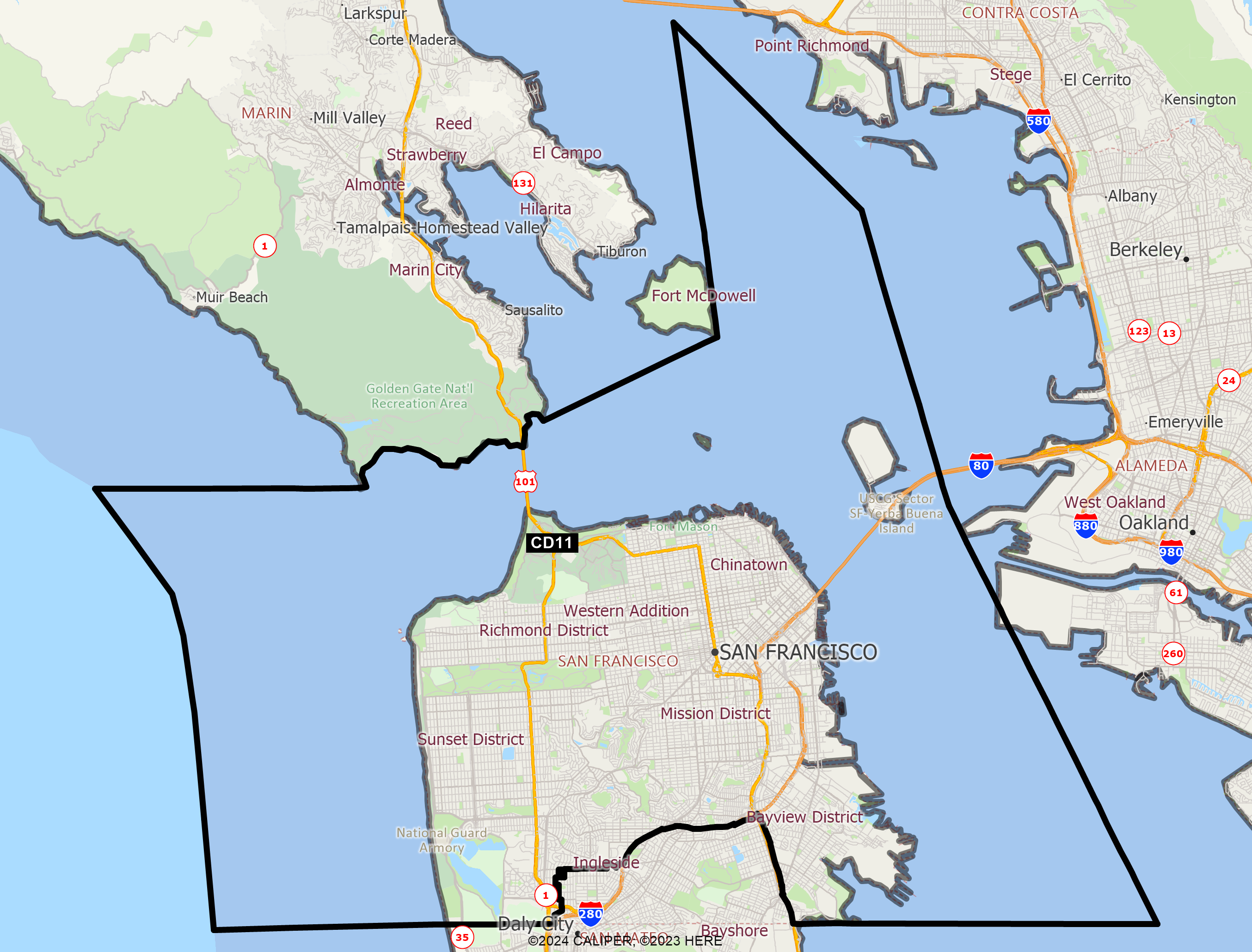 Map of California 2025 Congressional District 11