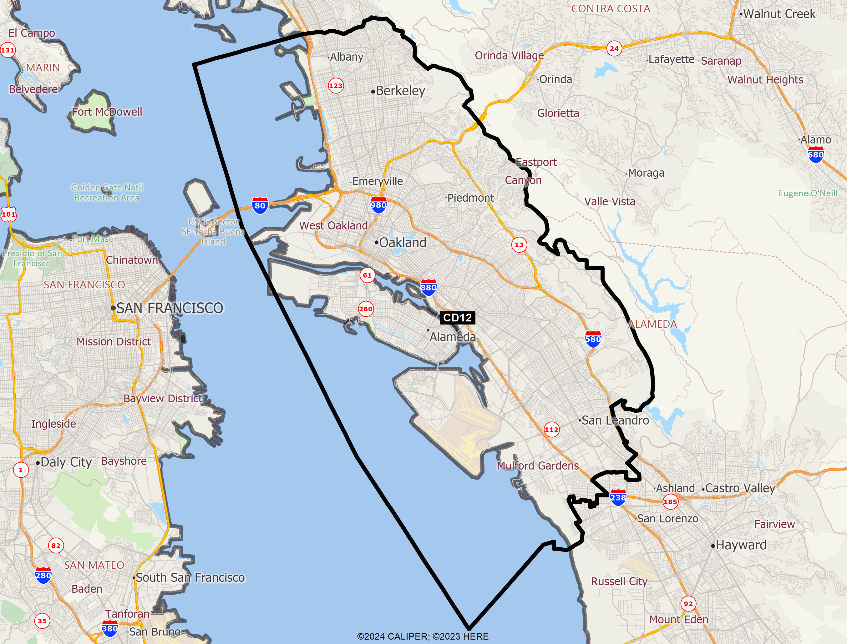 Map of California 2025 Congressional District 12