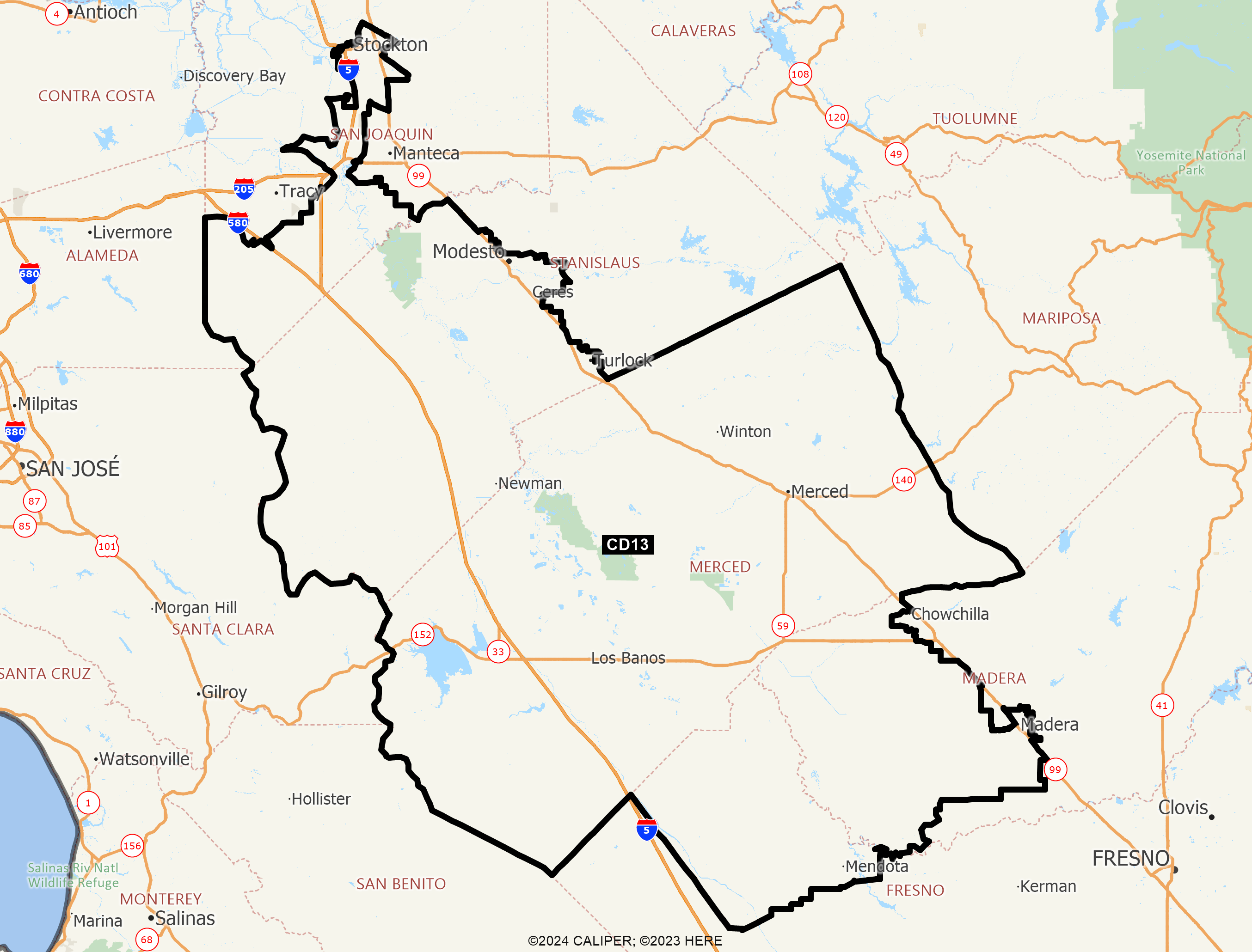 Map of California 2025 Congressional District 13