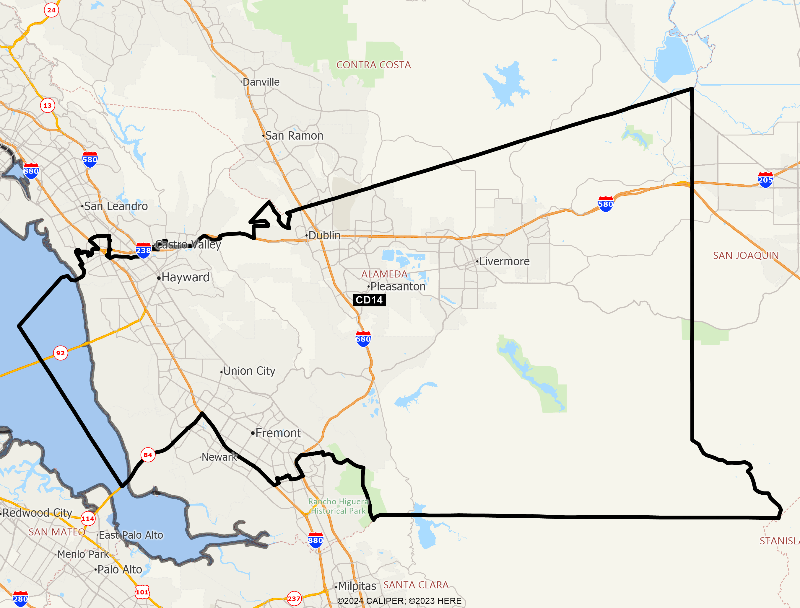 Map of California 2025 Congressional District 14