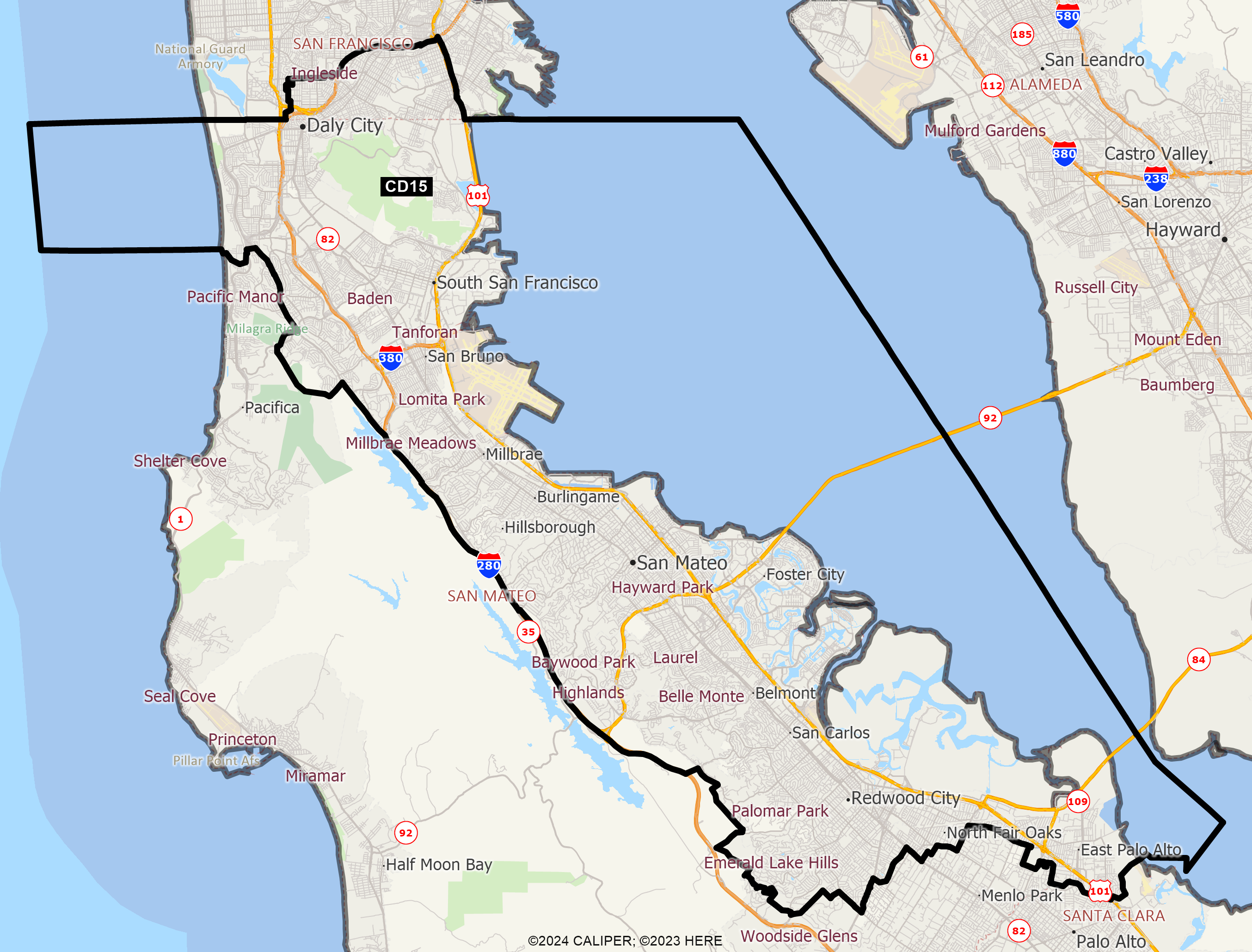 Map of California 2025 Congressional District 15