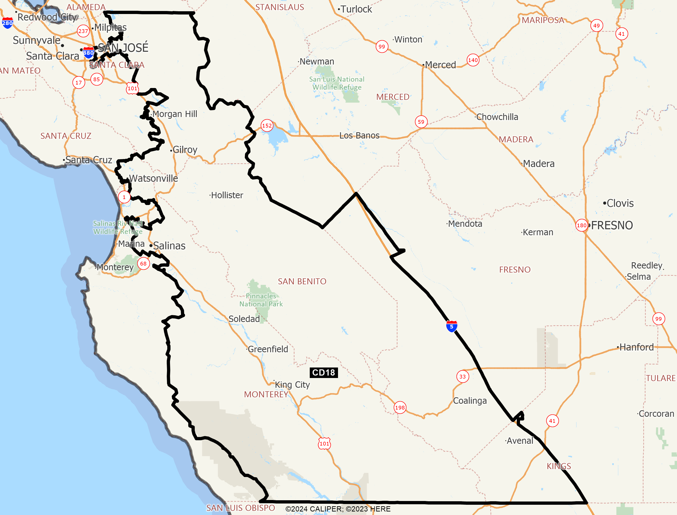 Map of California 2025 Congressional District 18
