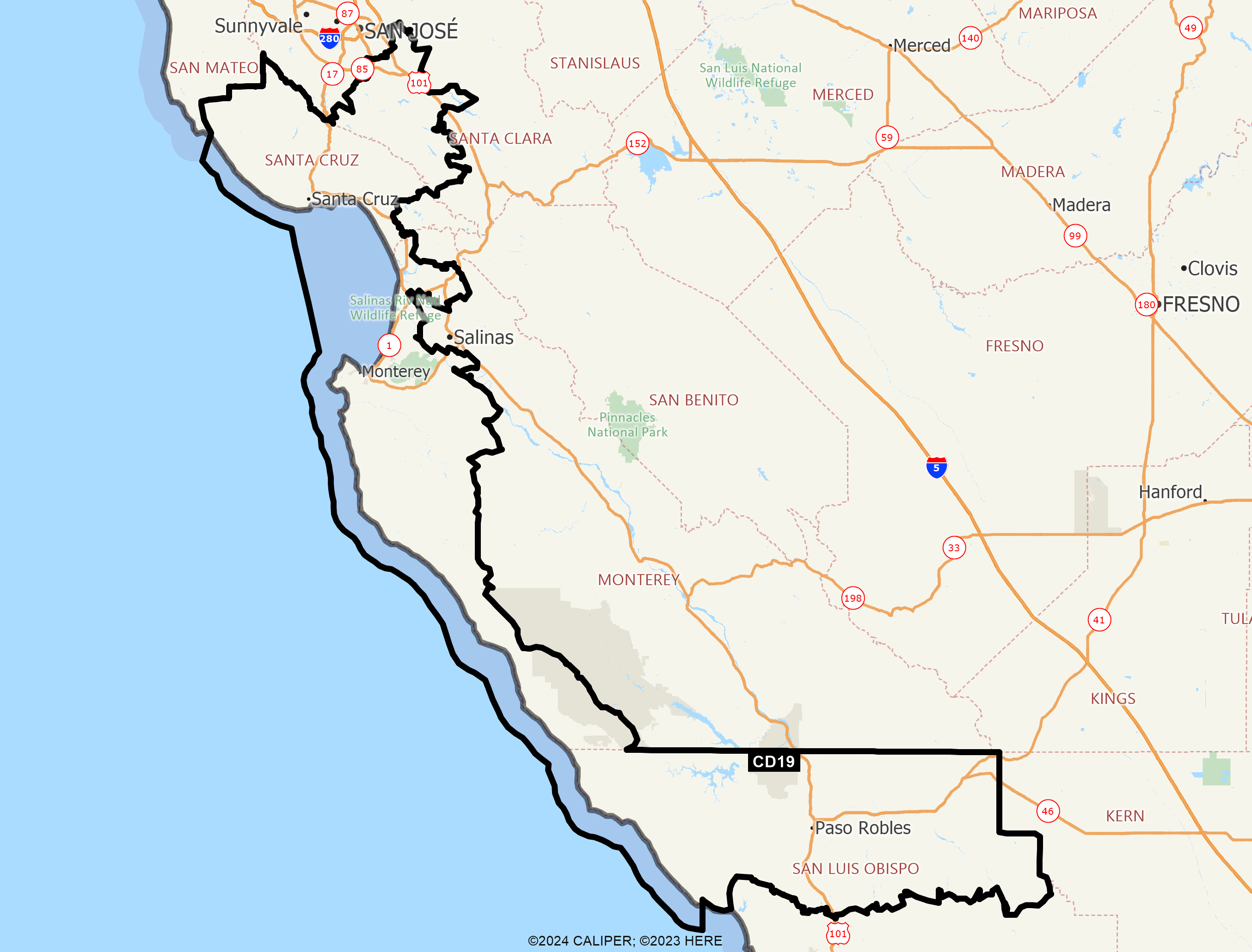 Map of California 2025 Congressional District 19