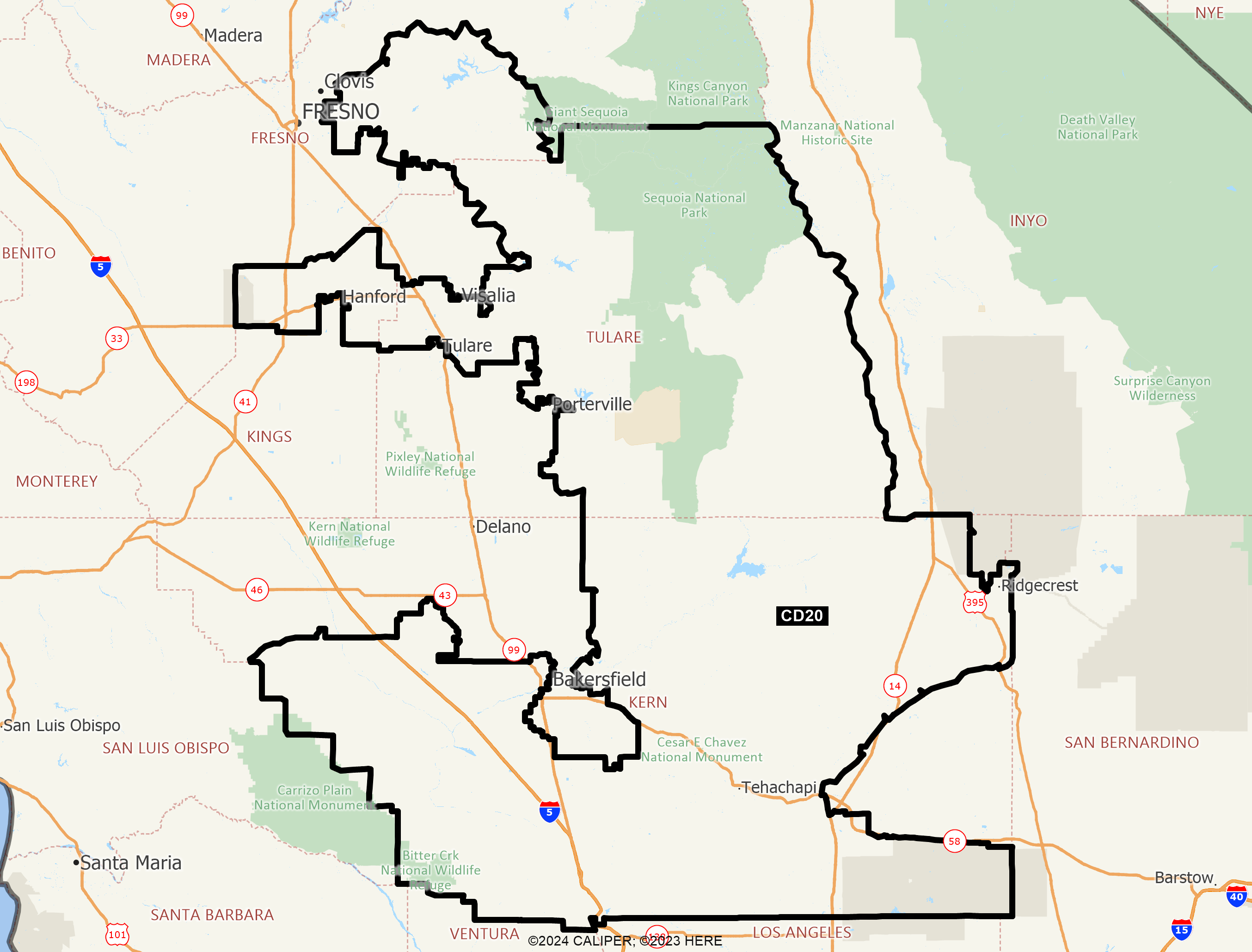 Map of California 2025 Congressional District 20