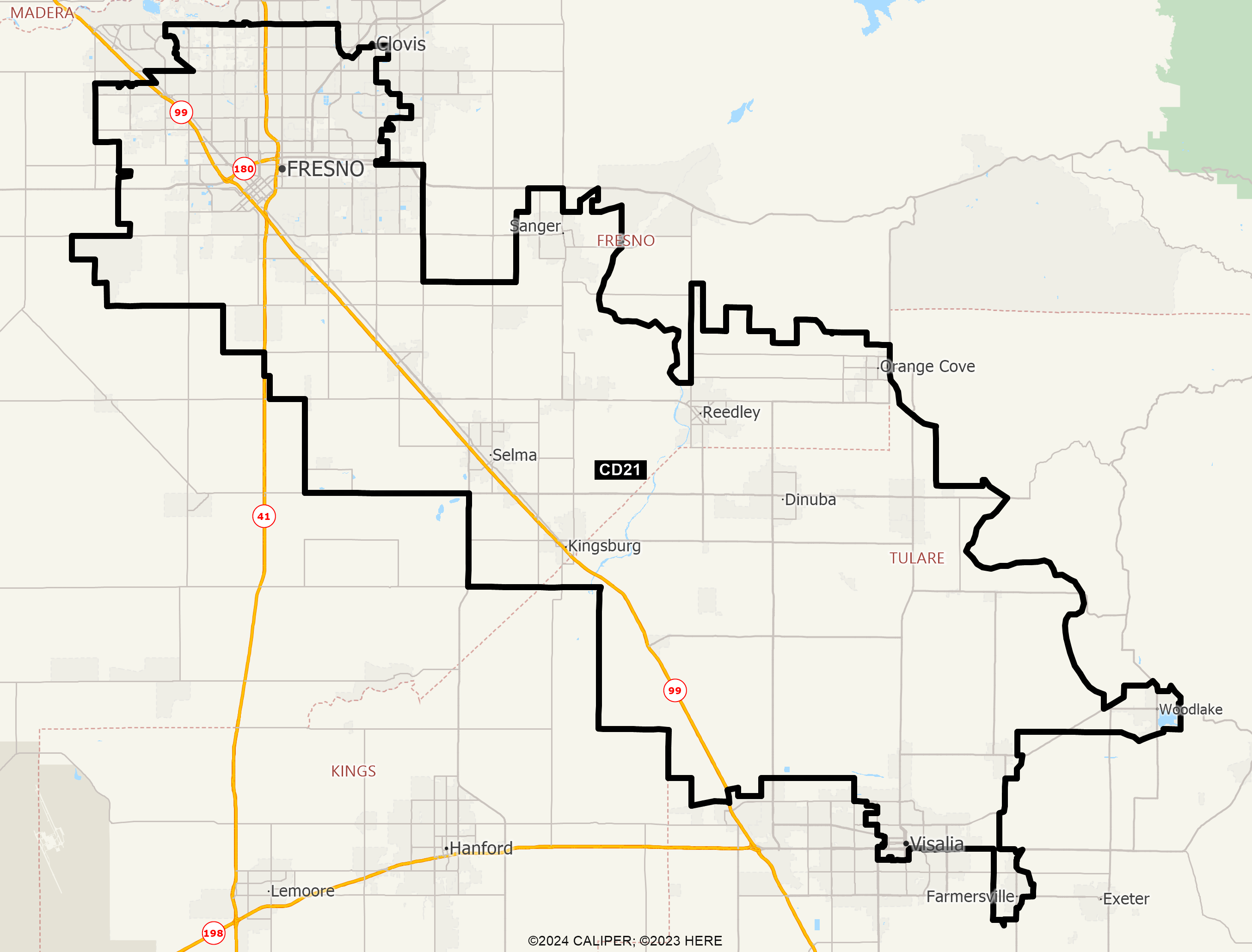 Map of California 2025 Congressional District 21