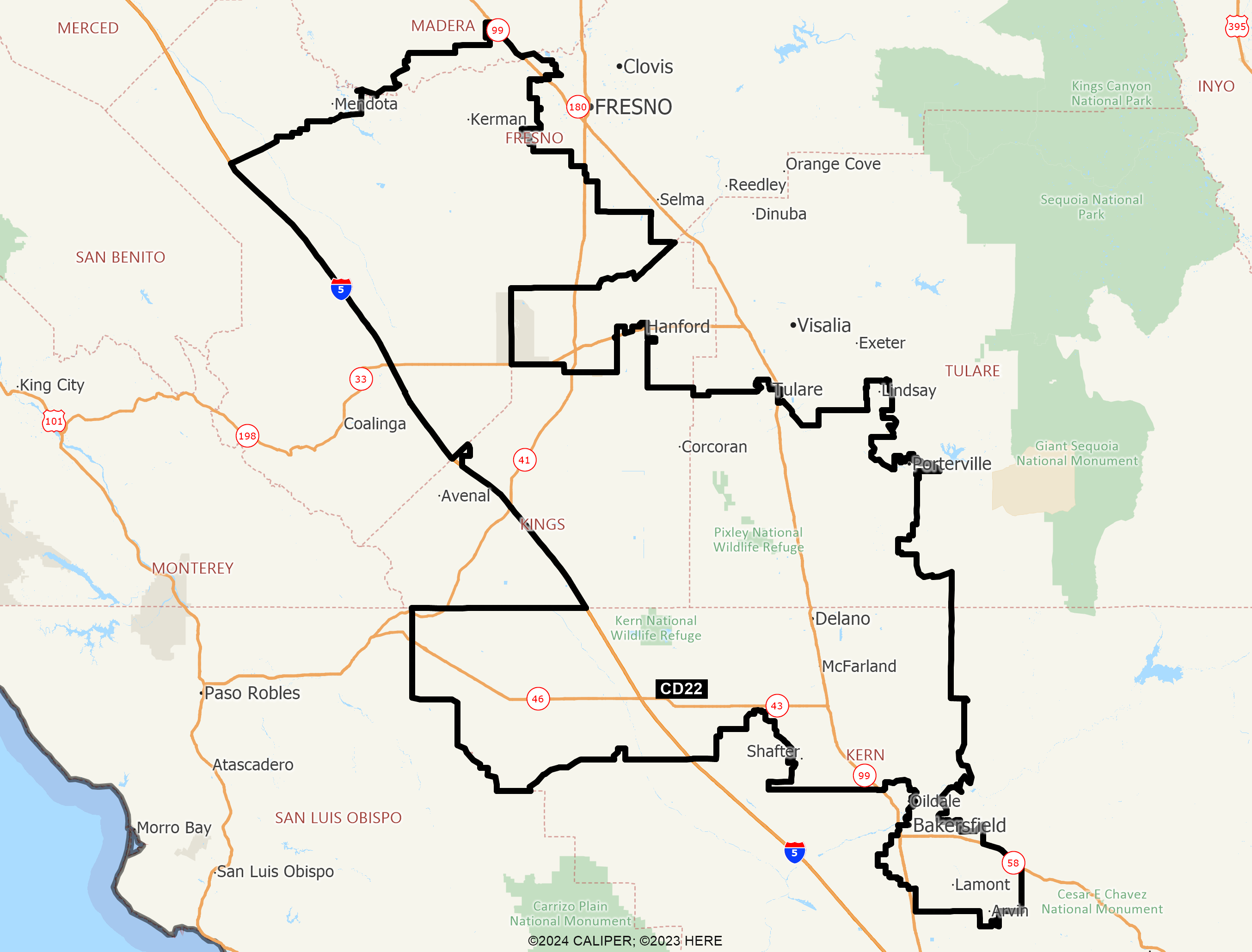 Map of California 2025 Congressional District 22
