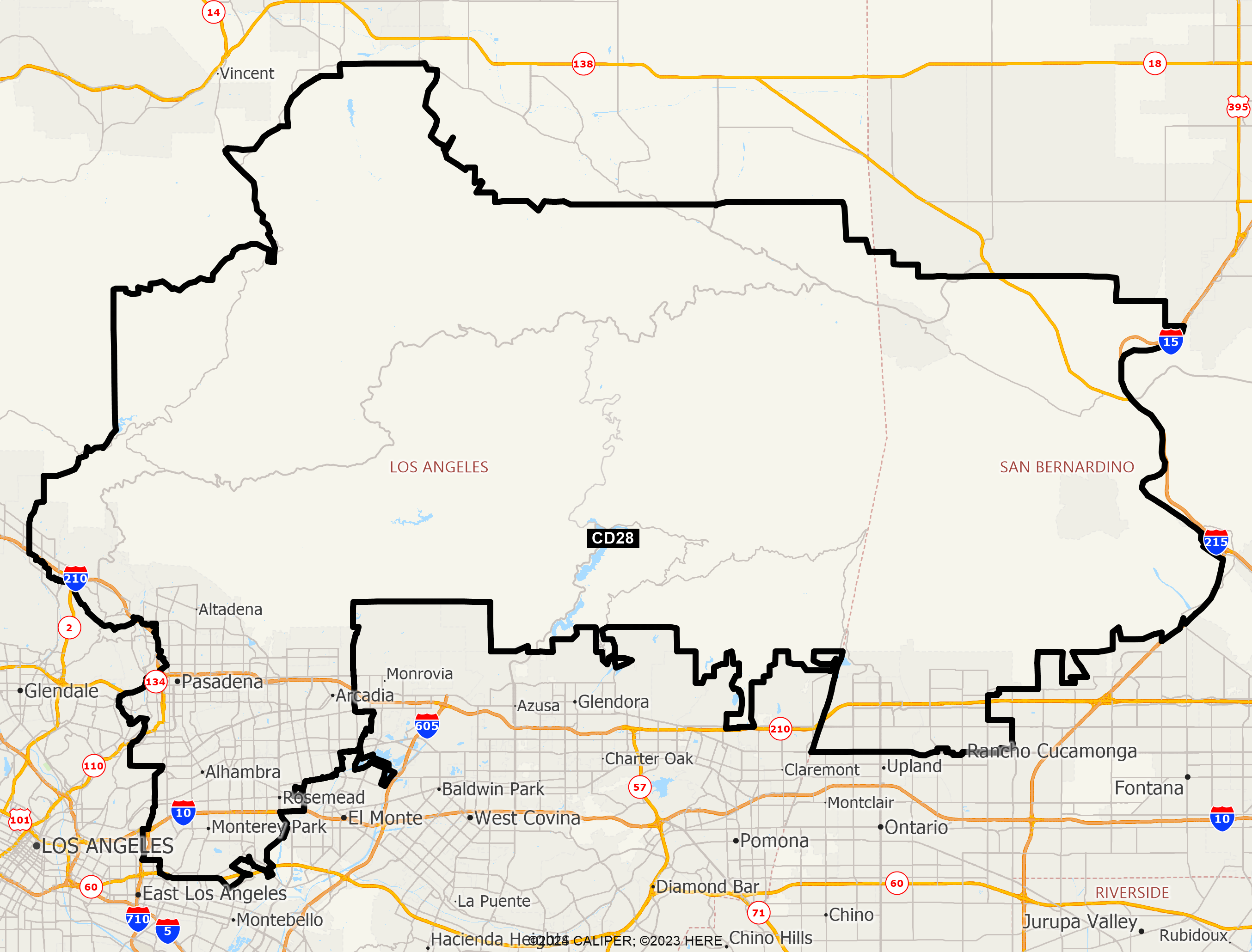 Map of California 2025 Congressional District 28