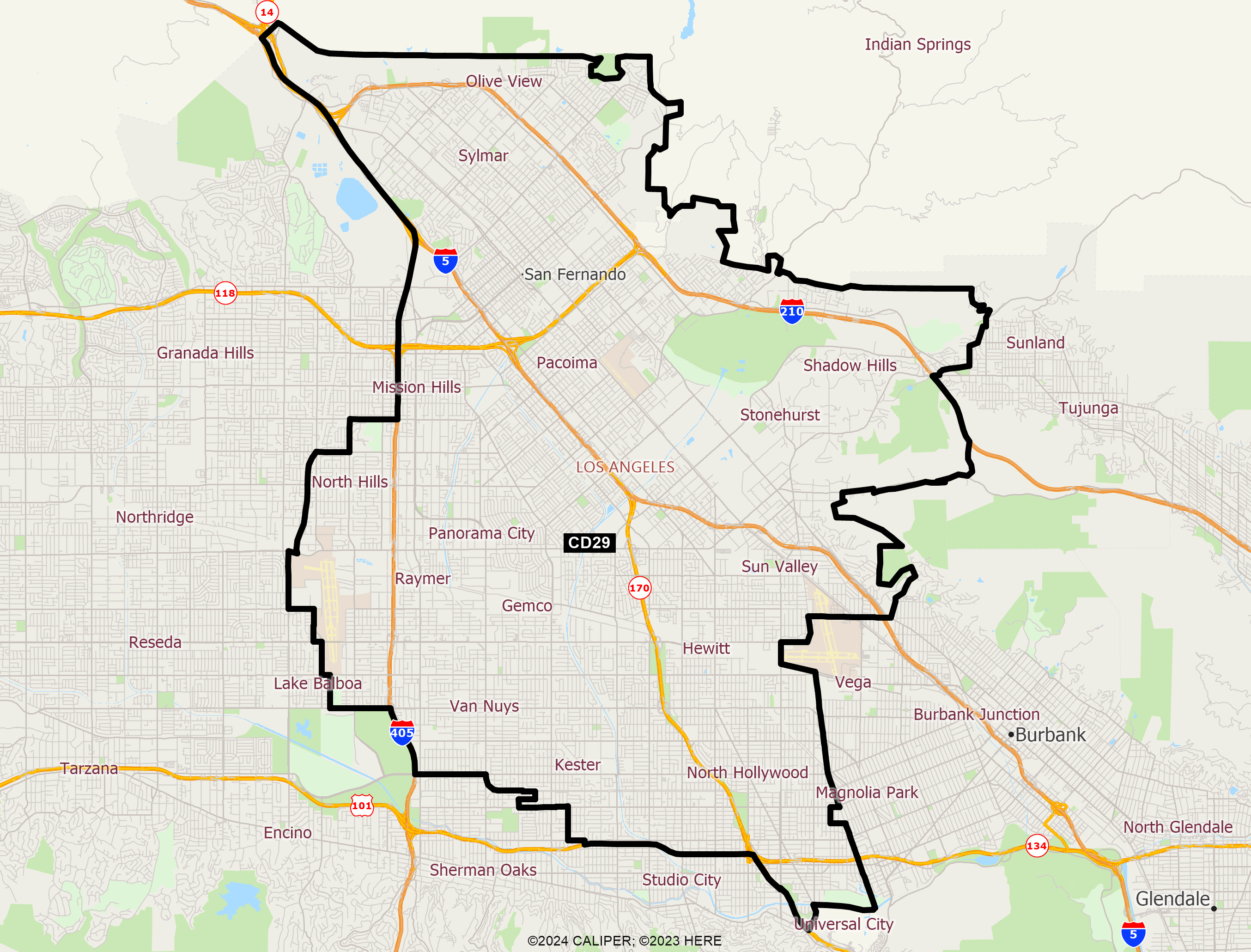 Map of California 2025 Congressional District 29