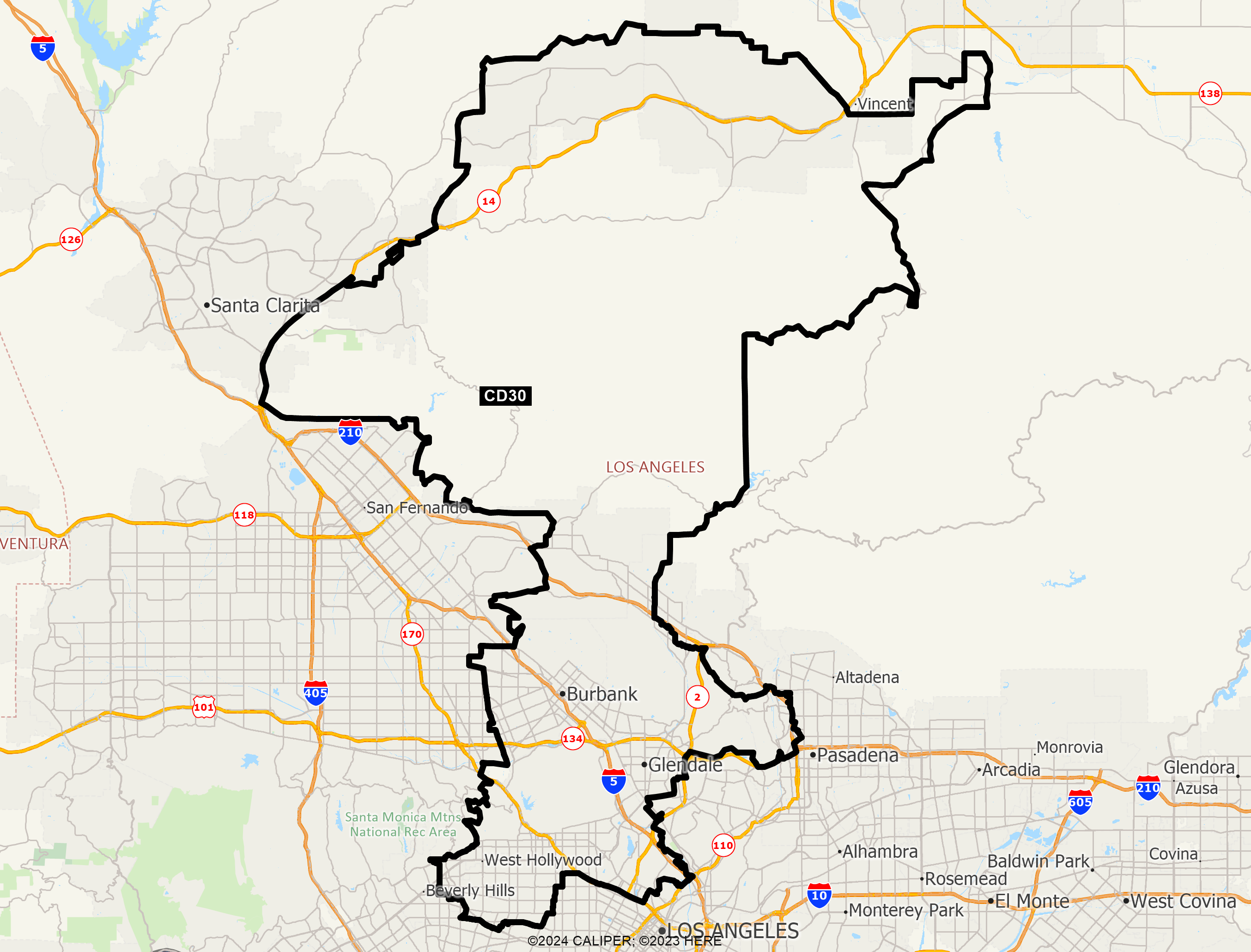 Map of California 2025 Congressional District 30