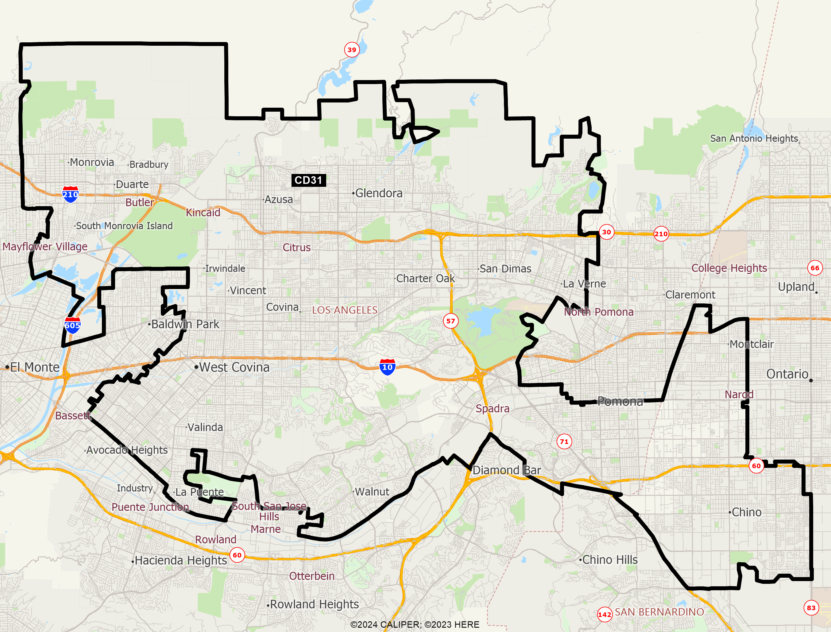 Map of California 2025 Congressional District 31