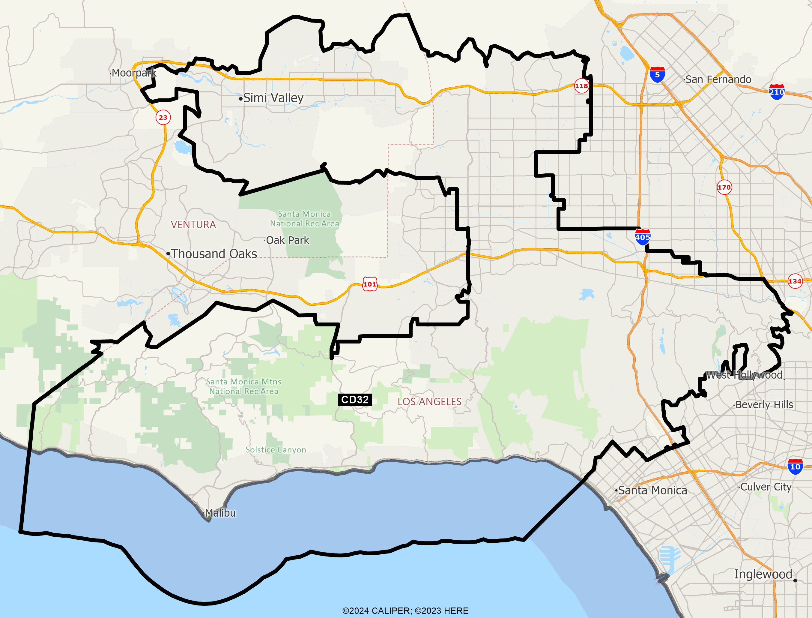 Map of California 2025 Congressional District 32