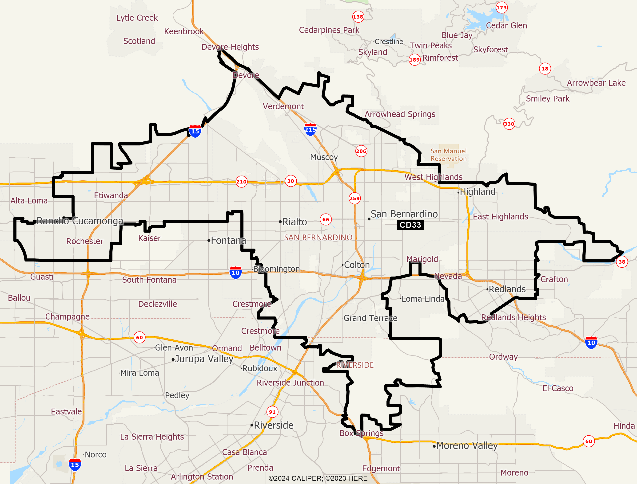Map of California 2025 Congressional District 33