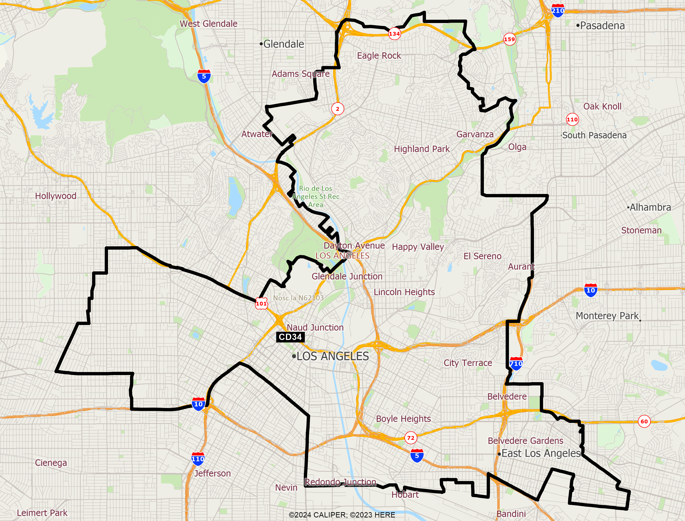 Map of California 2025 Congressional District 34