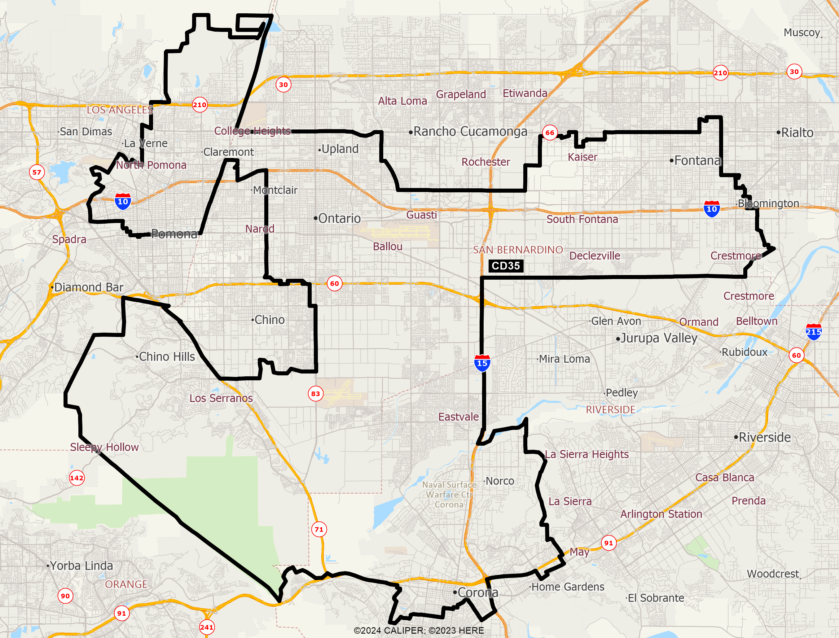 Map of California 2025 Congressional District 35