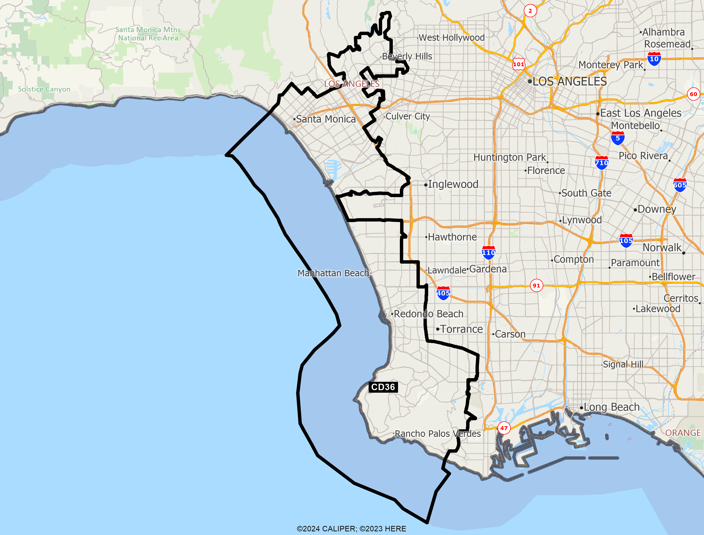 Map of California 2025 Congressional District 36