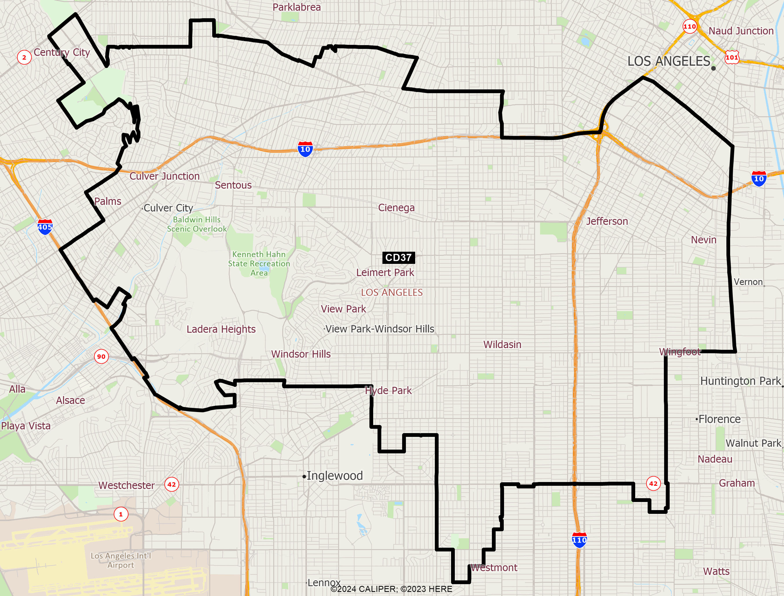 Map of California 2025 Congressional District 37