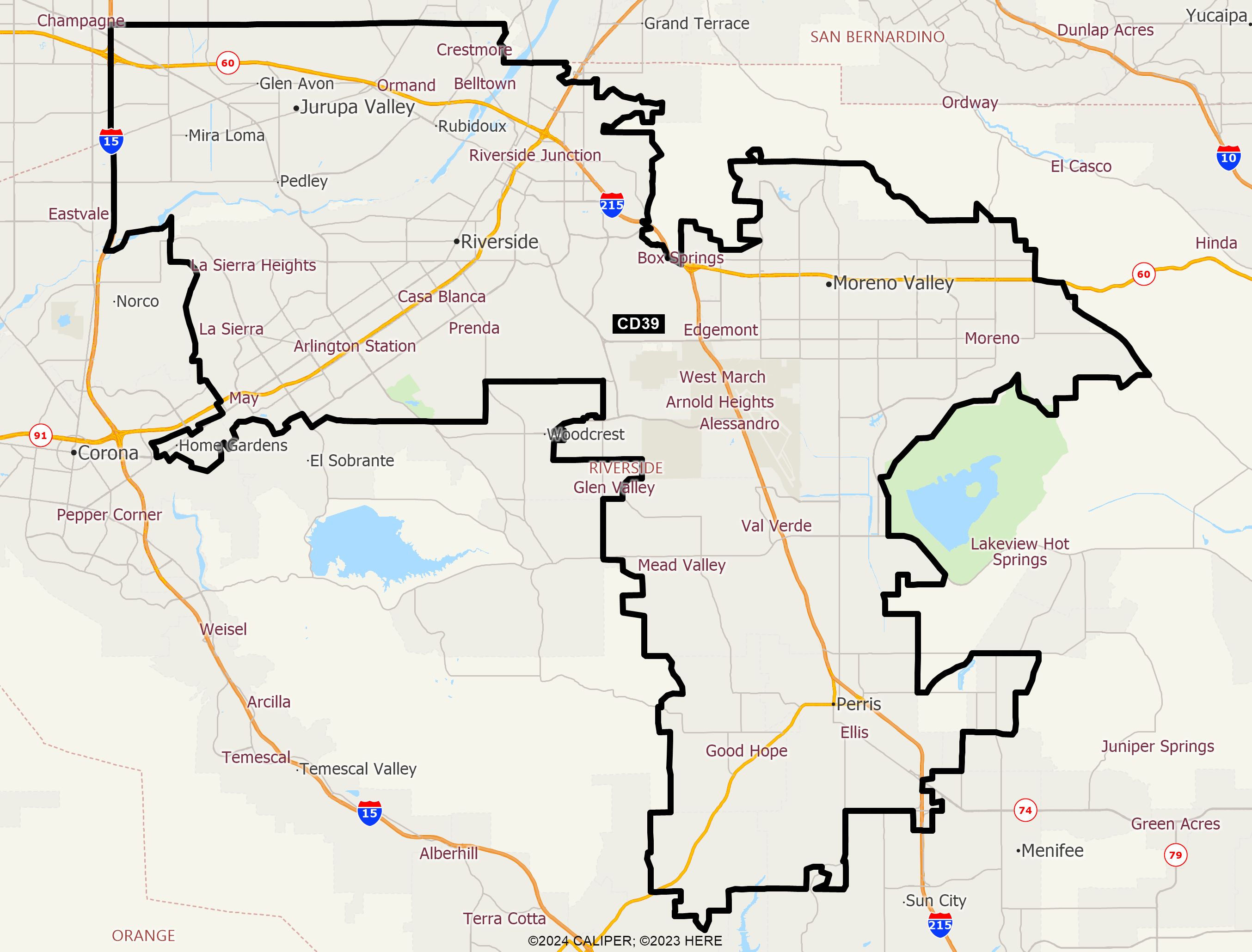 Map of California 2025 Congressional District 39