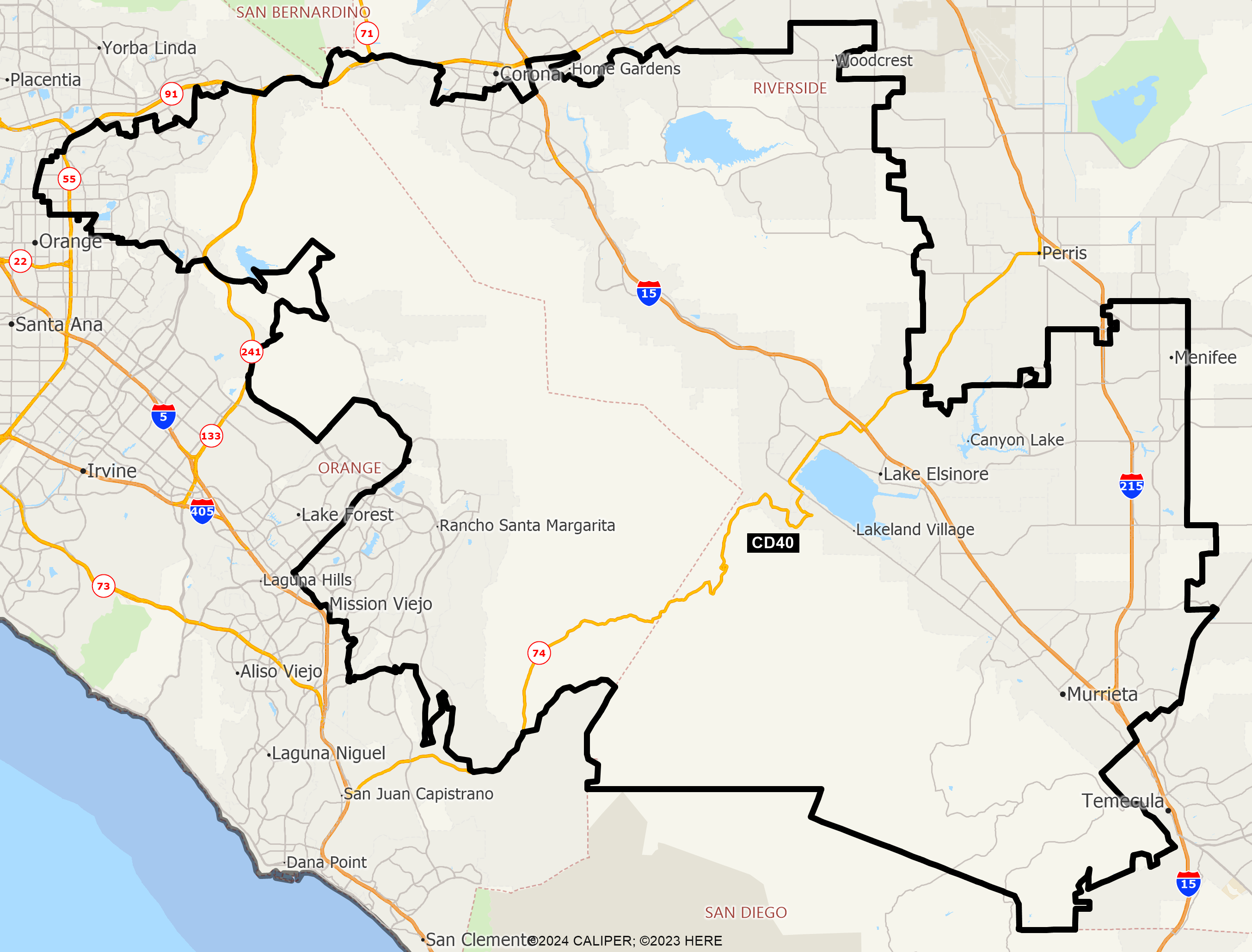 Map of California 2025 Congressional District 40