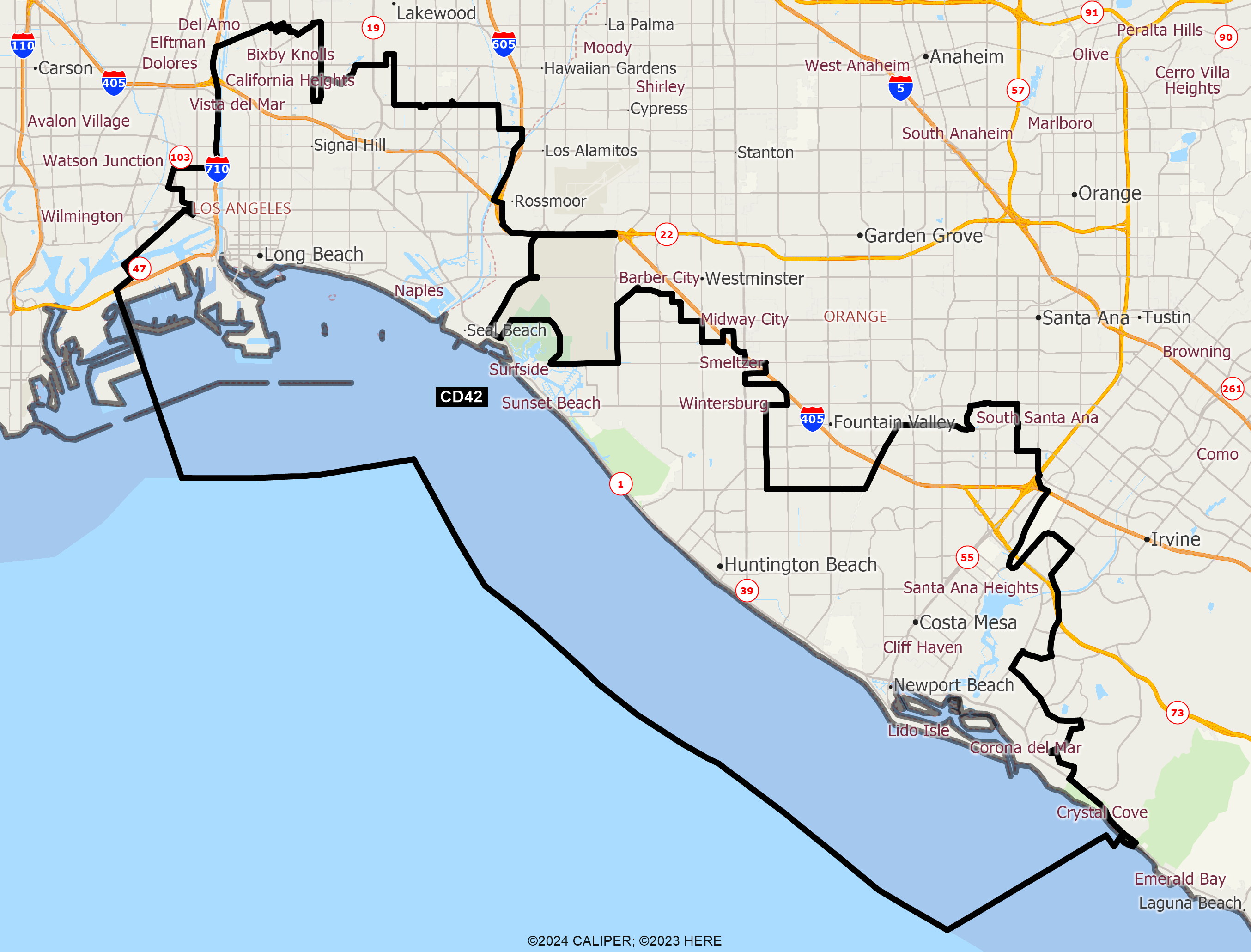 Map of California 2025 Congressional District 42