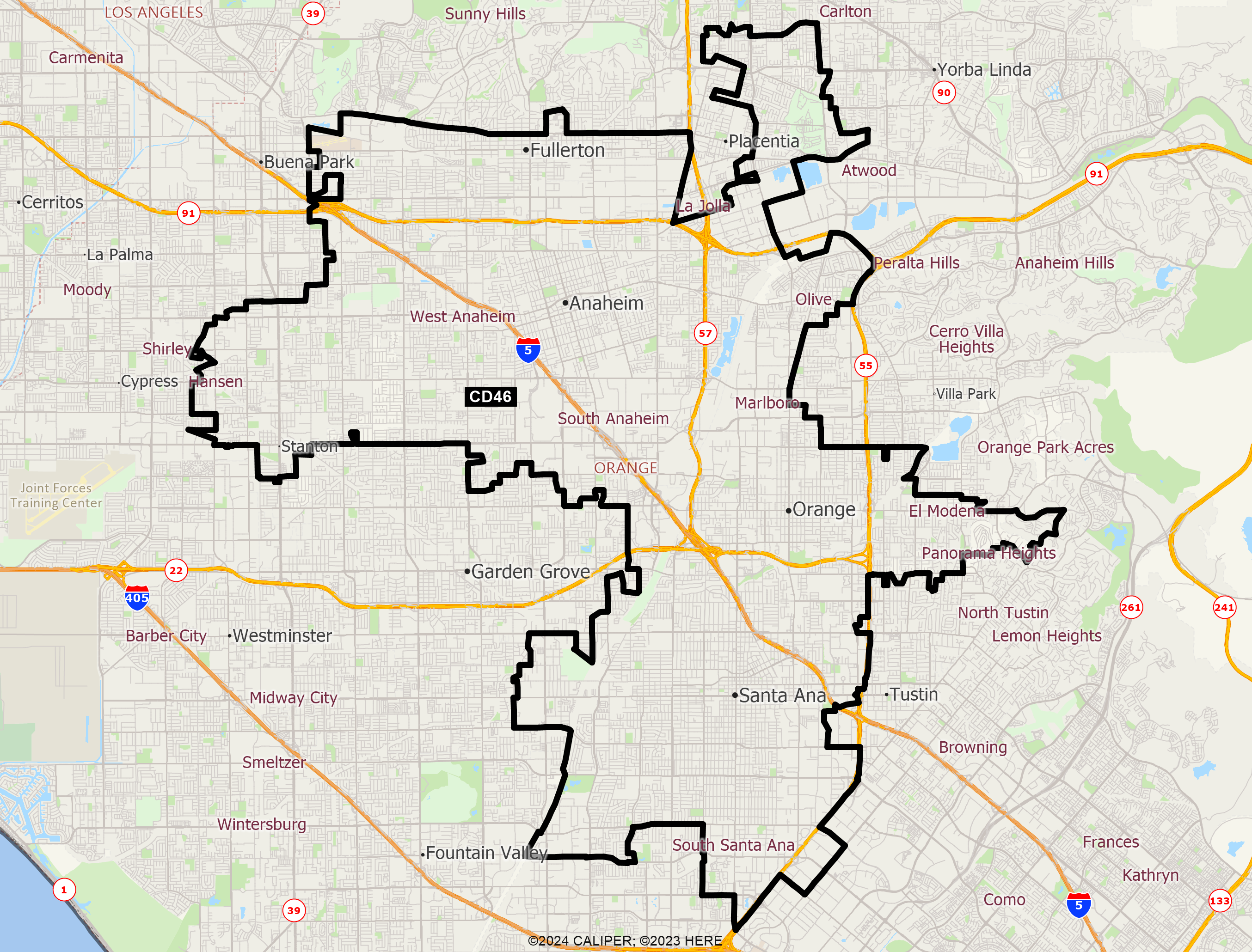 Map of California 2025 Congressional District 46