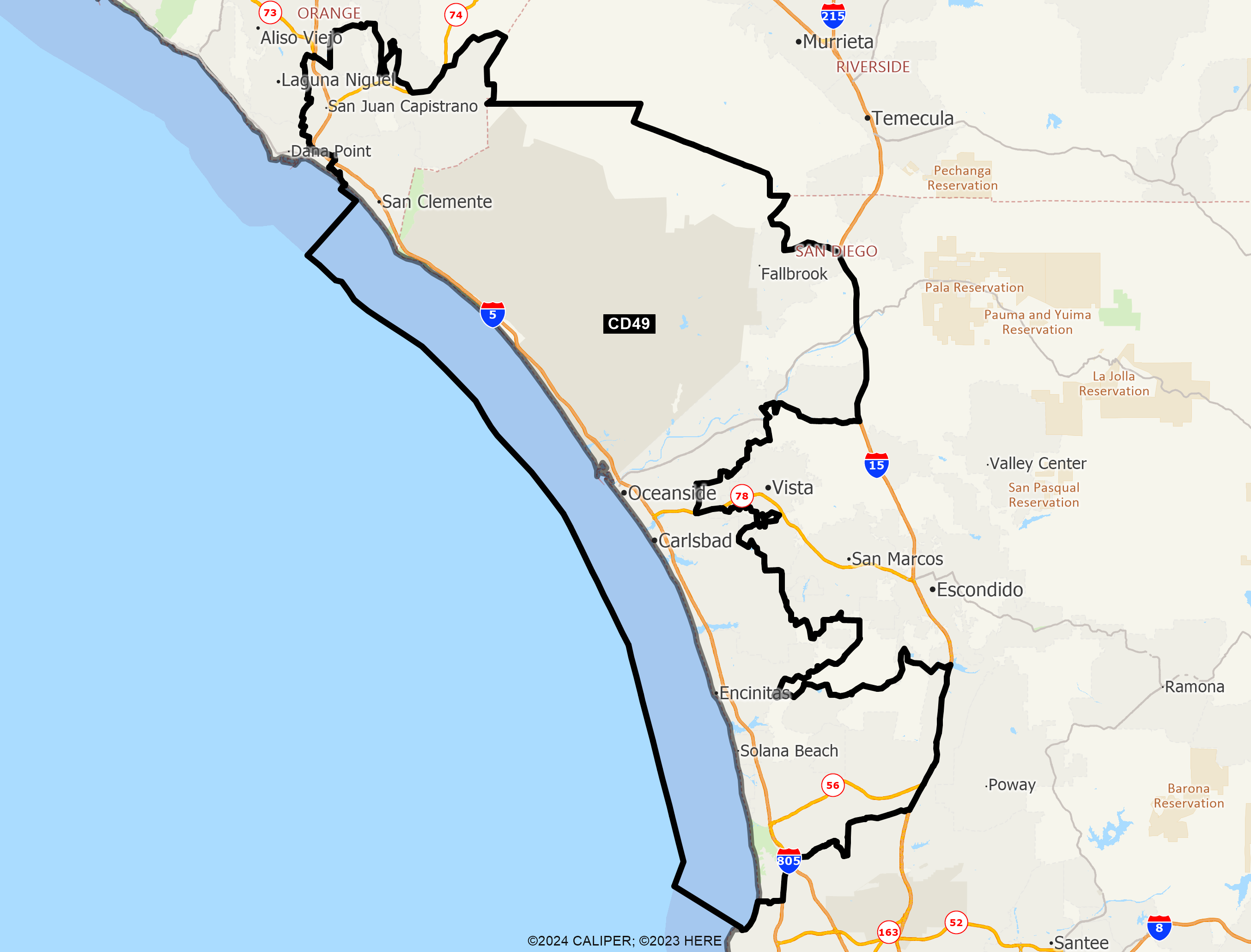 Map of California 2025 Congressional District 49