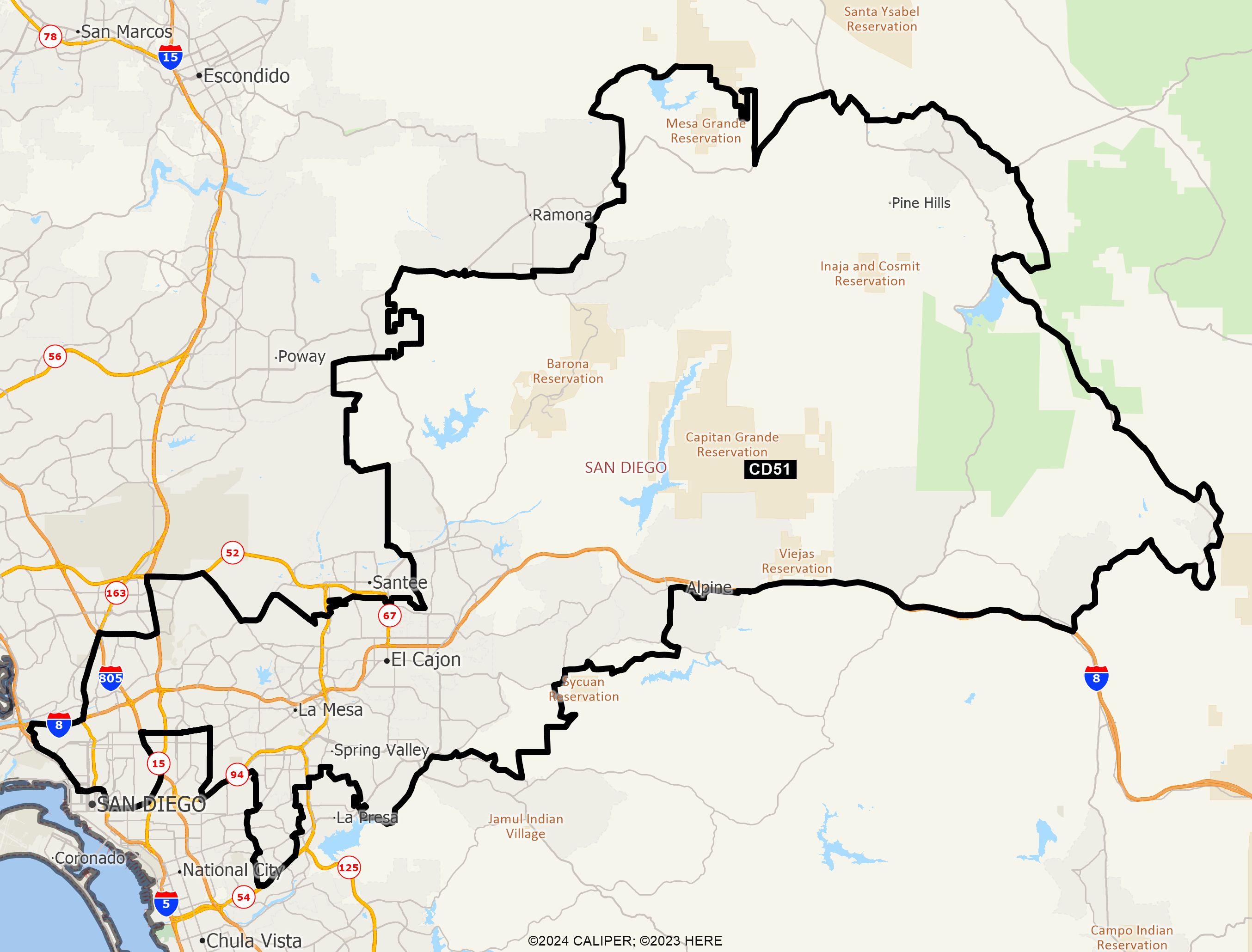 Map of California 2025 Congressional District 51