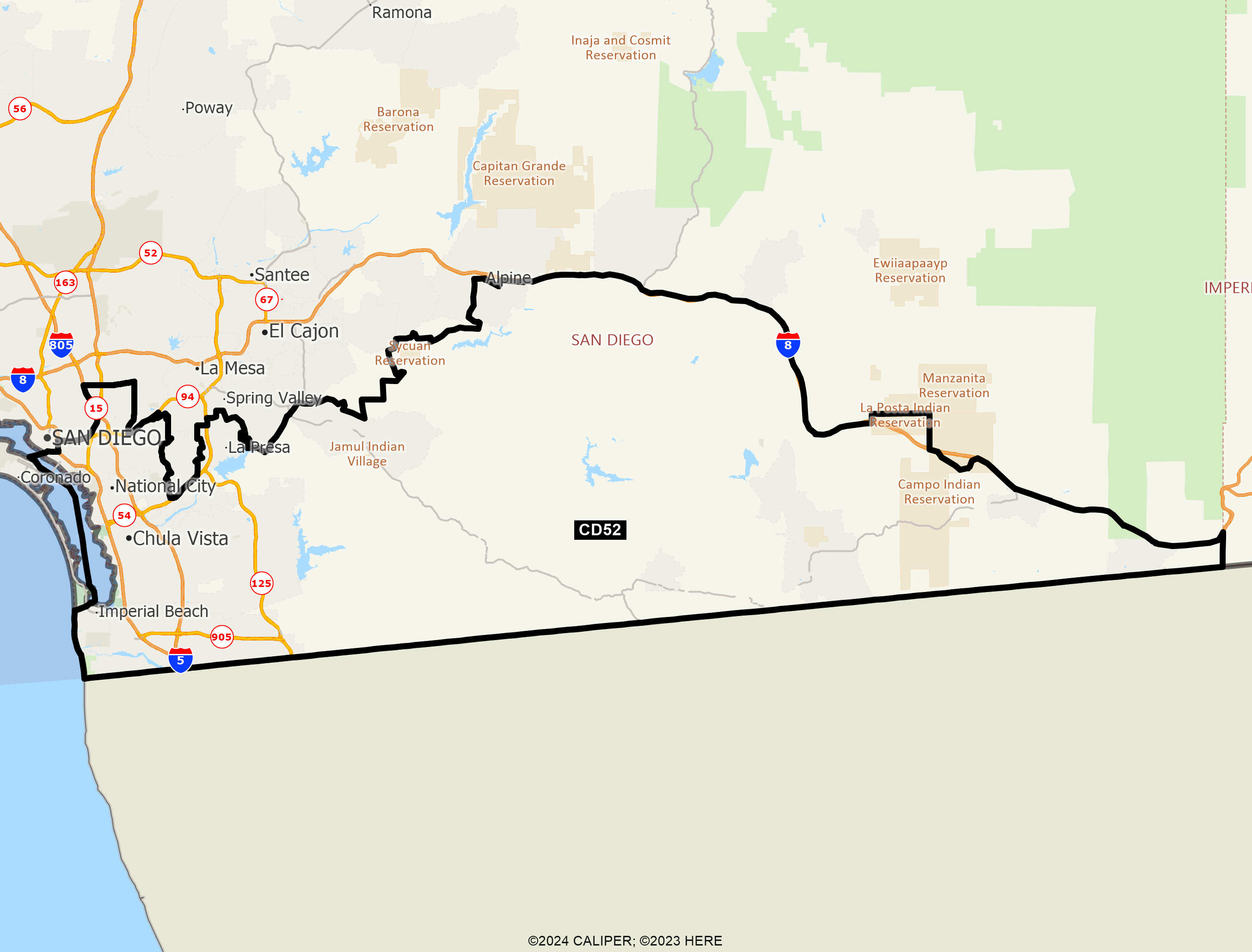 Map of California 2025 Congressional District 52