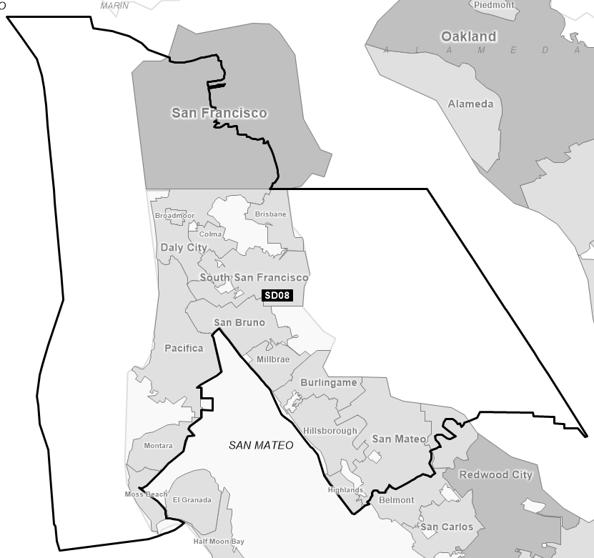 Map of Senate District 08 (1992)