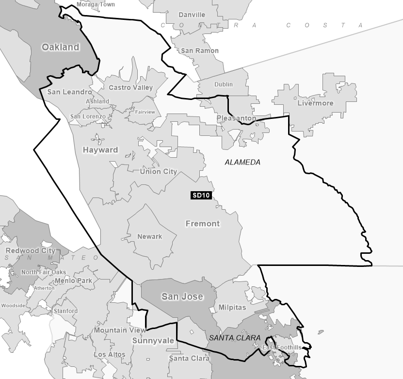Map of Senate District 10 (1992)