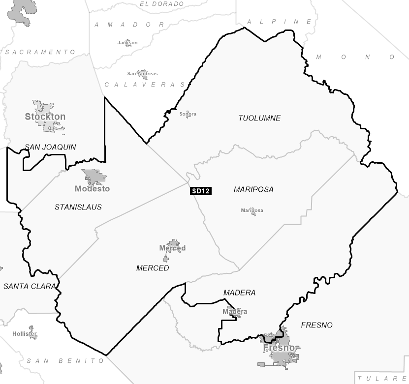 Map of Senate District 12 (1992)