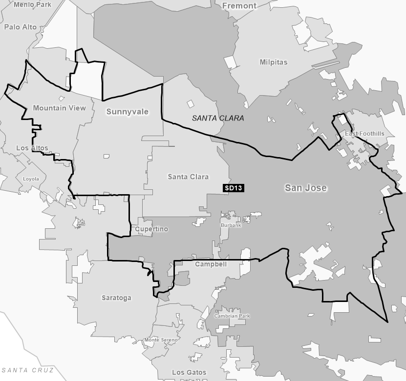 Map of Senate District 13 (1992)