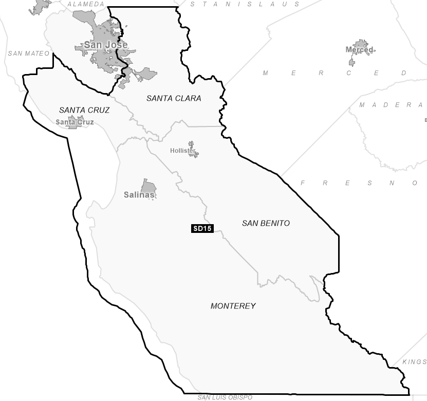Map of Senate District 15 (1992)