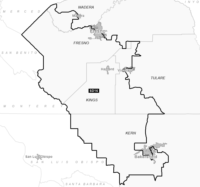 Map of Senate District 16 (1992)