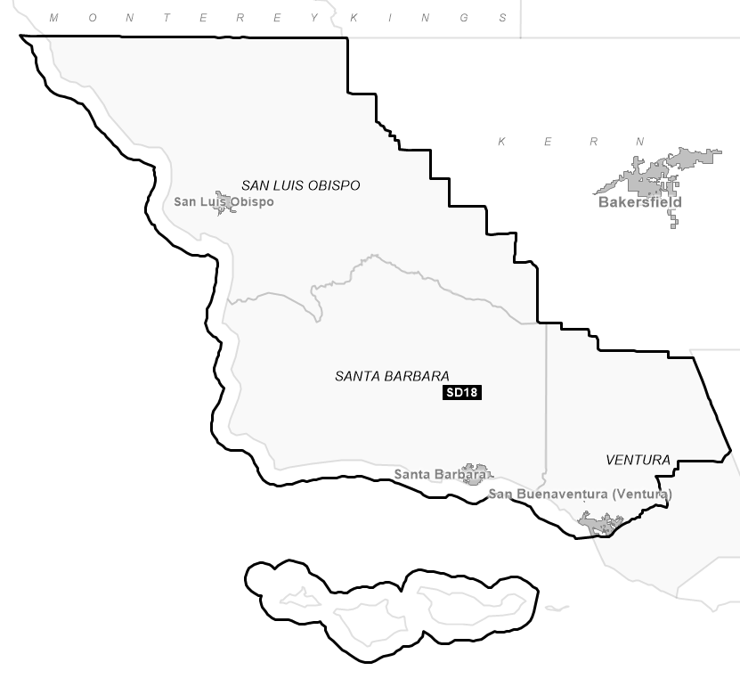 Map of Senate District 18 (1992)