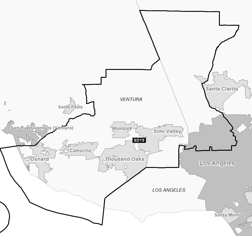 Map of Senate District 19 (1992)