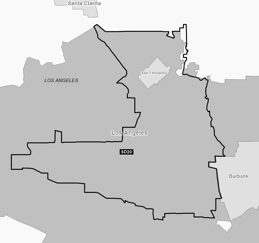Map of Senate District 20 (1992)