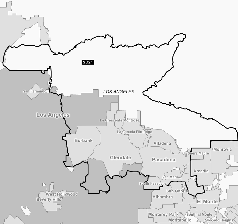 Map of Senate District 21 (1992)
