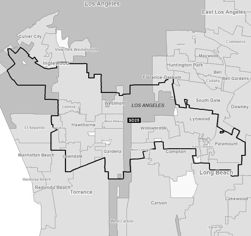 Map of Senate District 25 (1992)