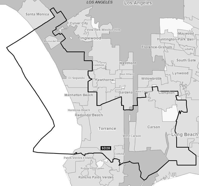 Map of Senate District 28 (1992)