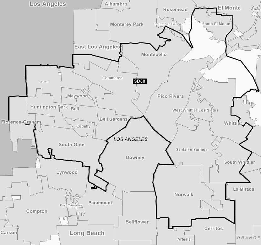 Map of Senate District 30 (1992)