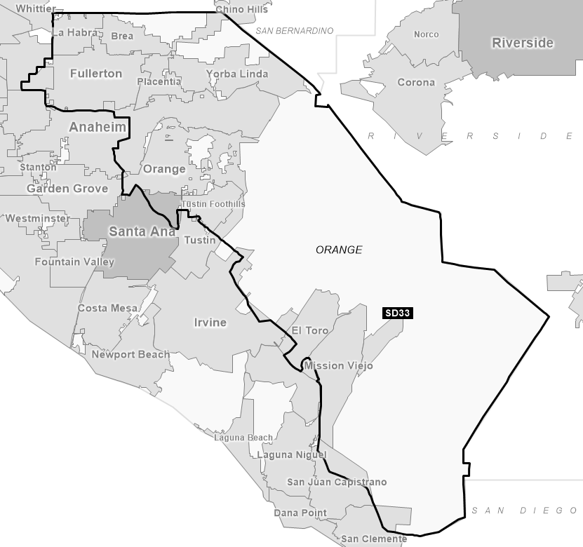 Map of Senate District 33 (1992)