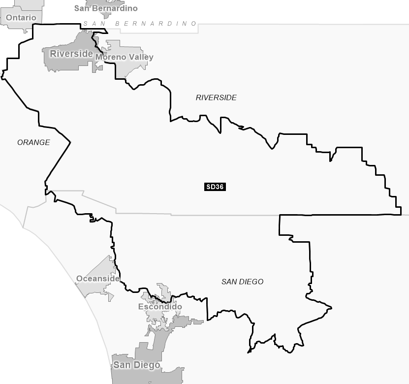 Map of Senate District 36 (1992)