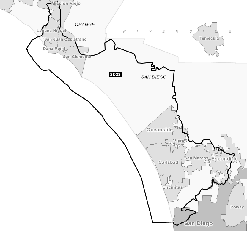Map of Senate District 38 (1992)