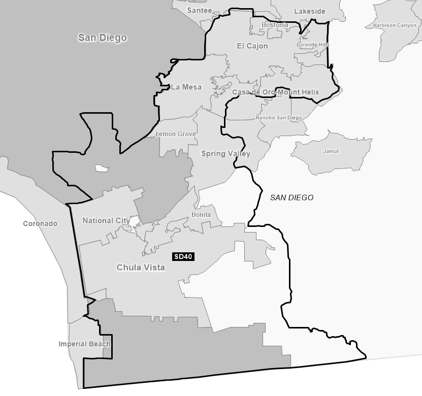 Map of Senate District 40 (1992)